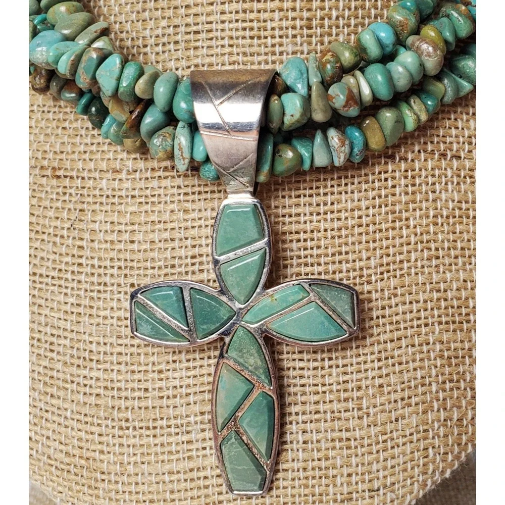 Desert‎ Rose Trading Jay King 925 Sterling Turquoise Cross Christian Necklace